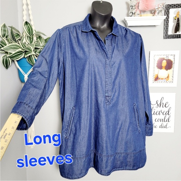 Workshop Republic Clothing 2X Chambray Roll Tab Tunic - Picture 5 of 8